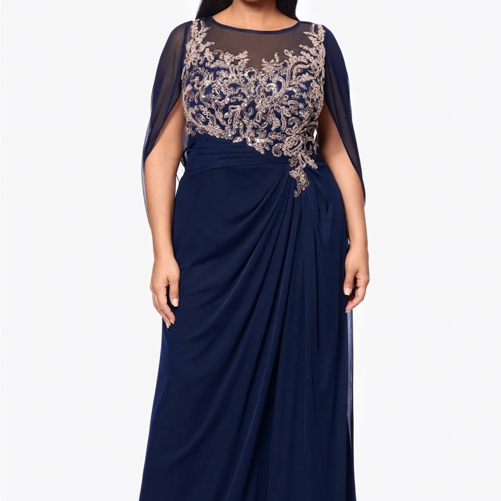 Betsy & Adams Plus Size Boat Neck Cap navy and Rose Gold